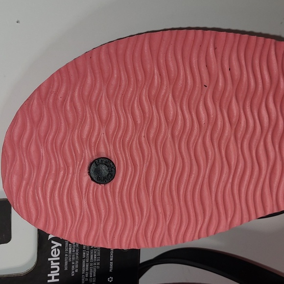 Hurley Mens Palm Trees Print Beach Pool Sandals Thongs Size 12 Pink / Black - Picture 9 of 9